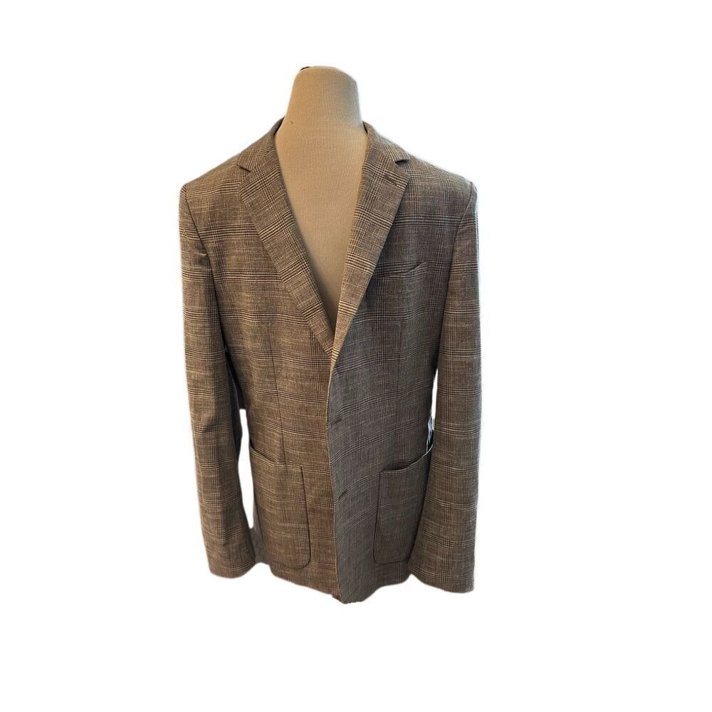Banana Republic Slimfit Gray Plaif Summer Weight Blazer Sz 44R